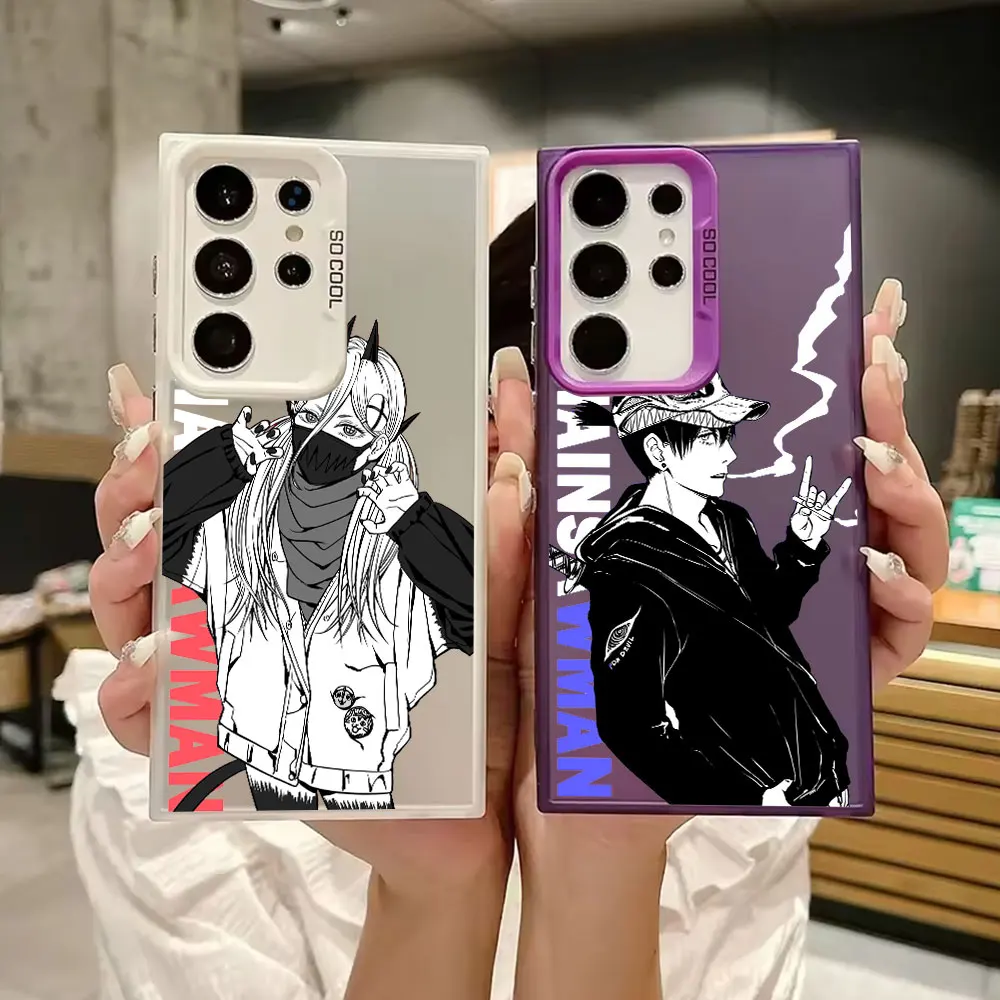 

Japanese Anime Chainsaw Man S25Ultra Case For Samsung Galaxy S25 S24 Ultra S23 S22 S21 FE S20 Plus Luxury Shockproof Phone Cover