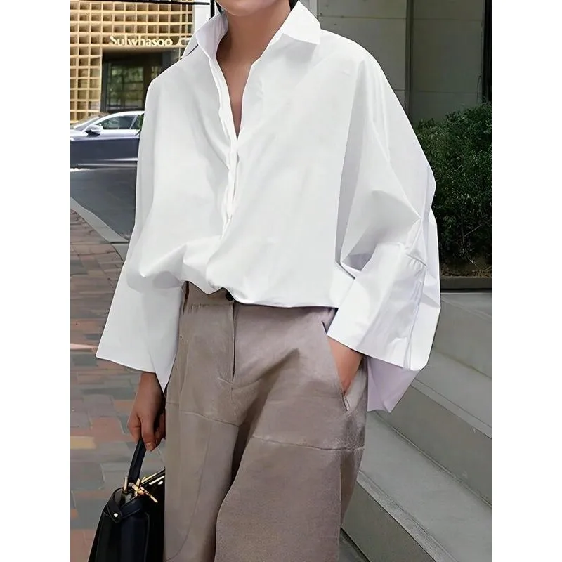 

Loose White Shirt for Women Oversize Women's Blouse Comfortable Fit Casual Shirt Spring Summer Trendy Women's Clothing