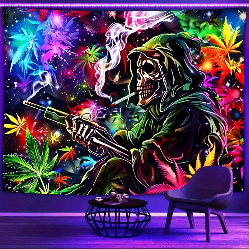 VIKAMA Psychedelic Skull Star Tapestry Hip Cool Gaming Room Dark Wind Living Room Bedroom Background Wall Decoration