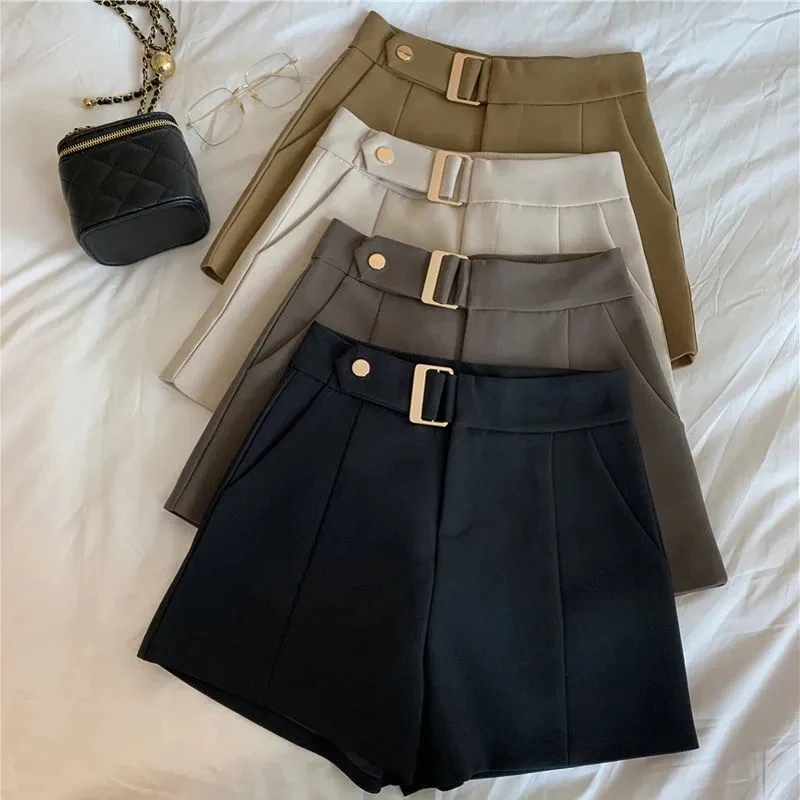 MEXZT Black Suit Shorts Women Korean Fashion High Waist Wide Leg Shorts Summer Ladies Elegant Baggy All Match Short Pants New