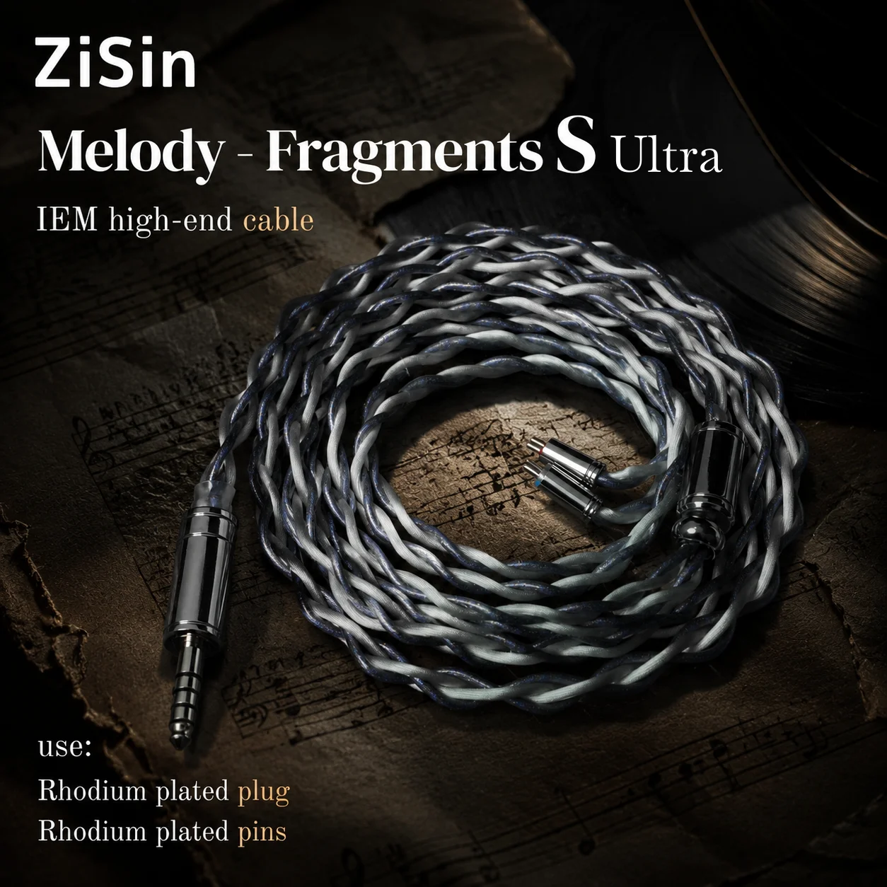 ZiSin346 IEM Upgrade Line Rhodium Plated Plug and Pin, Suitable for MOONDROP X Crinacle DUSK IEM, 7Hz X Crinacle Zero 2 Headphon