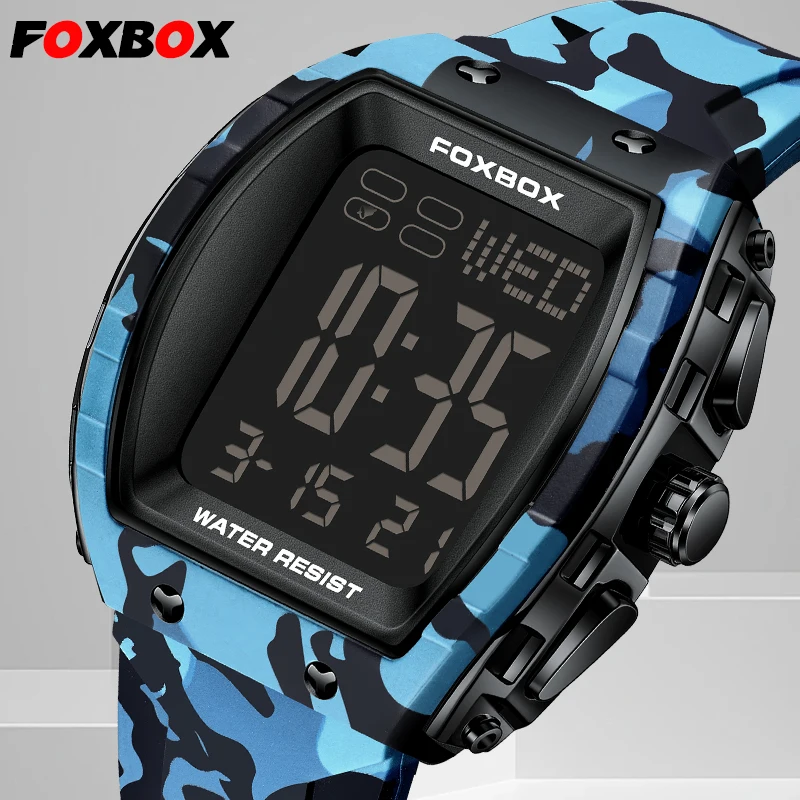 LIGE Brand FOXBOX Electronic Man Watch Outdoor Casual Sport Simple Digital Watches Waterproof Military Luminous Week Alarm Clock