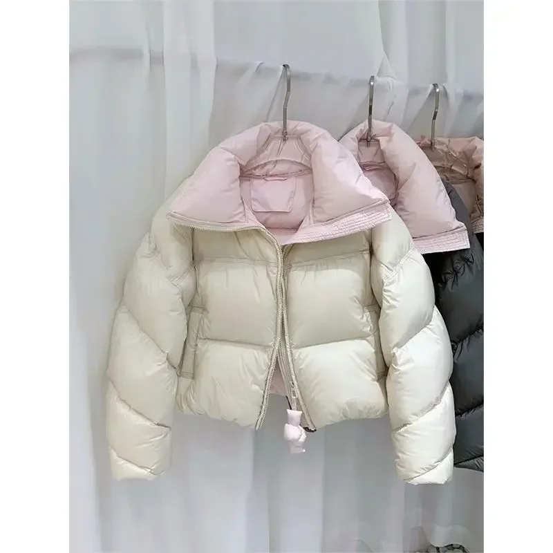 Korejpaa Winter Clothes Women Parkas Outwear Korean Fashion Warm Short Jackets Elegant Color Matching Zipper Jaqueta Feminina