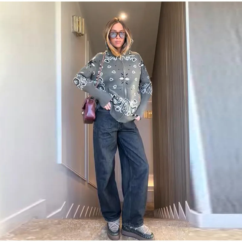 Knitted Jacquard Female Cardigan Sweater Zipper Loose Lapel Pocket Fashion Lady Sweaters 2026 Spring Street Long Sleeve Coat Top 17 Sa585f351a93e4c1c9a4b11a8619ccd94l