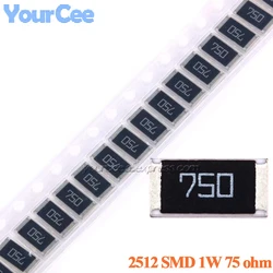 100pcs/10pcs 75ohm 2512 SMD Chip Resistor 75 Ohm 75R 750 1W 5% Resistance DIY Kit