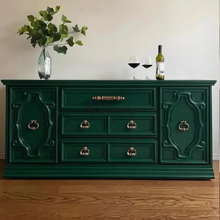 

FG10pg451French solid wood old retro hand-carved dining side cabinet simple modern locker