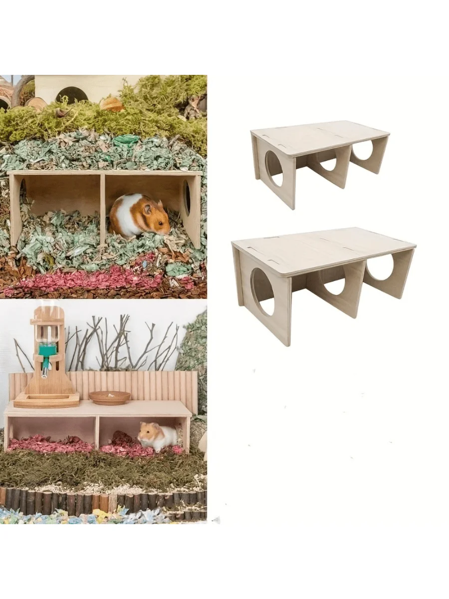 Picture Idea: 1Pc Hamster Wooden House Hideout Natural Wooden Cabin And Castle