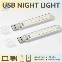 Mini portatile LED USB luce 3LED 8LED luce da lettura luce notturna bianco caldo 5V potenza 3000K-7000K per PC portatile alimentazione mobile