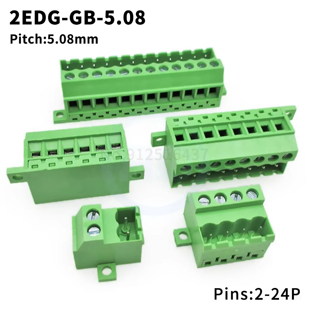 (1 piece) KF 2EDG-GB-5.08mm Upper and lower plug-in terminal block with fixed panel locking plate 2~24Pin 15EDG-GB 5.08