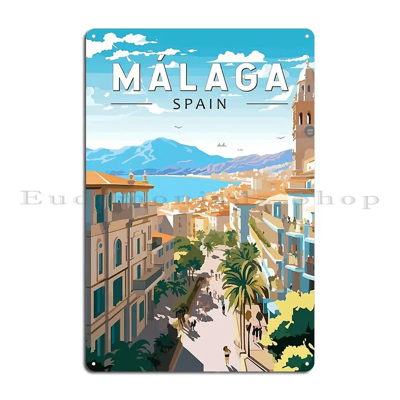 Malaga Spain Travel Art Vintage Metal Plaque Poster Retro Plaques Party Vintage Designer Tin Sign Poster