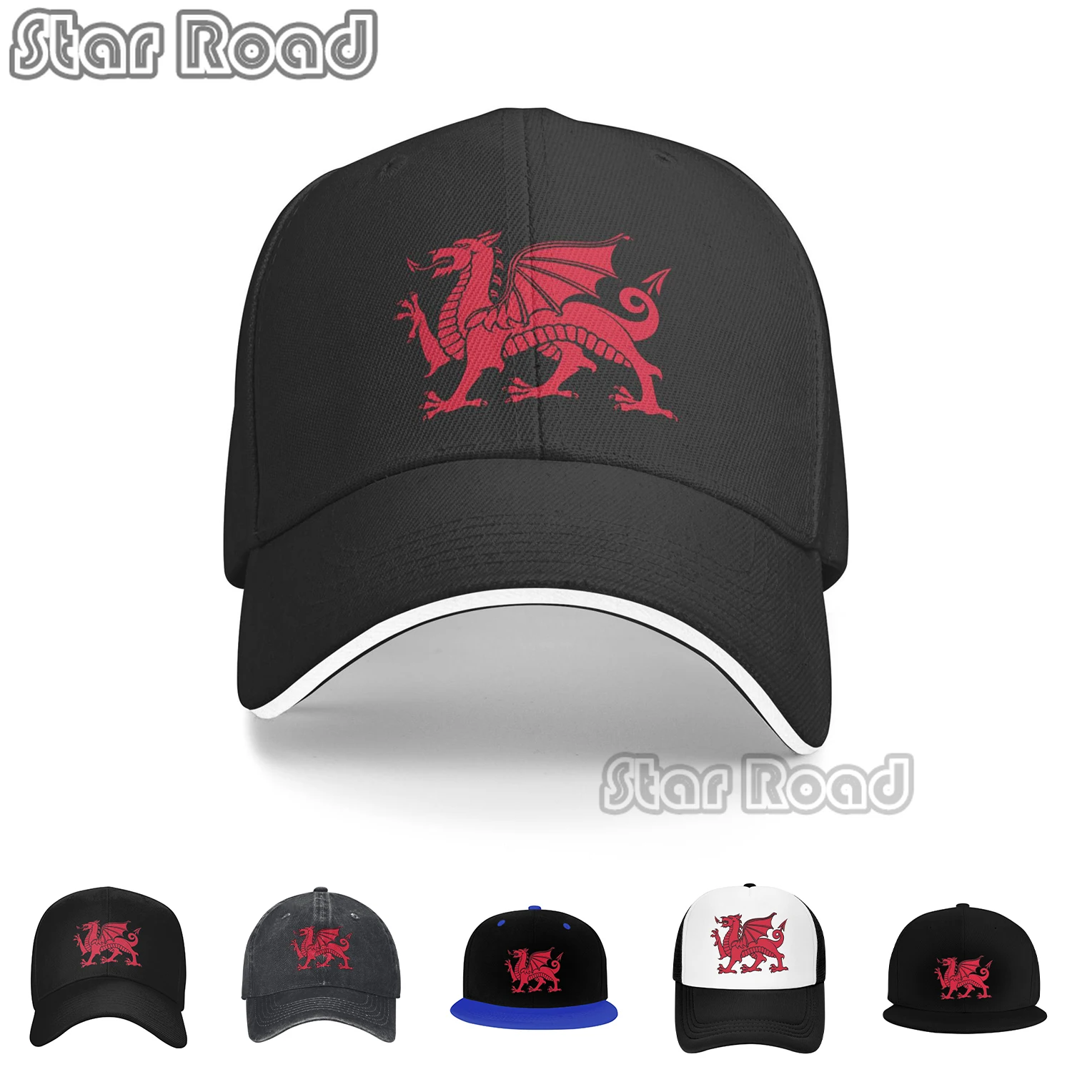 

Wales Flag Red Dragon Print Baseball Cap for Men Women Personalized Adjustable Unisex Welsh Proud Dad Hat Hip Hop Snapback Caps