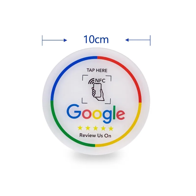Cross-border NFC Round Table Sticker NTAG213 High-quality Acrylic Review Card for Google Restaurants, Hotels, and Merchants