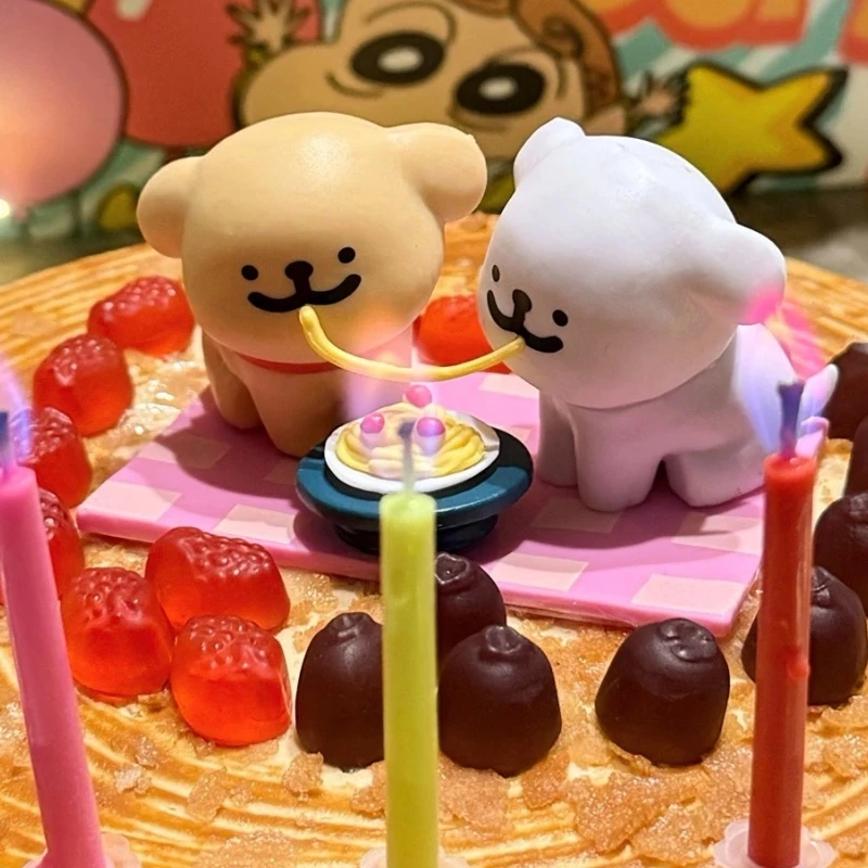 Boîte aveugle de la série maltais joyeuse Kawaii, poupées d'action de chien, jouet d'ornement de bureau pour Fans, cadeaux de noël et d'anniversaire pour enfants