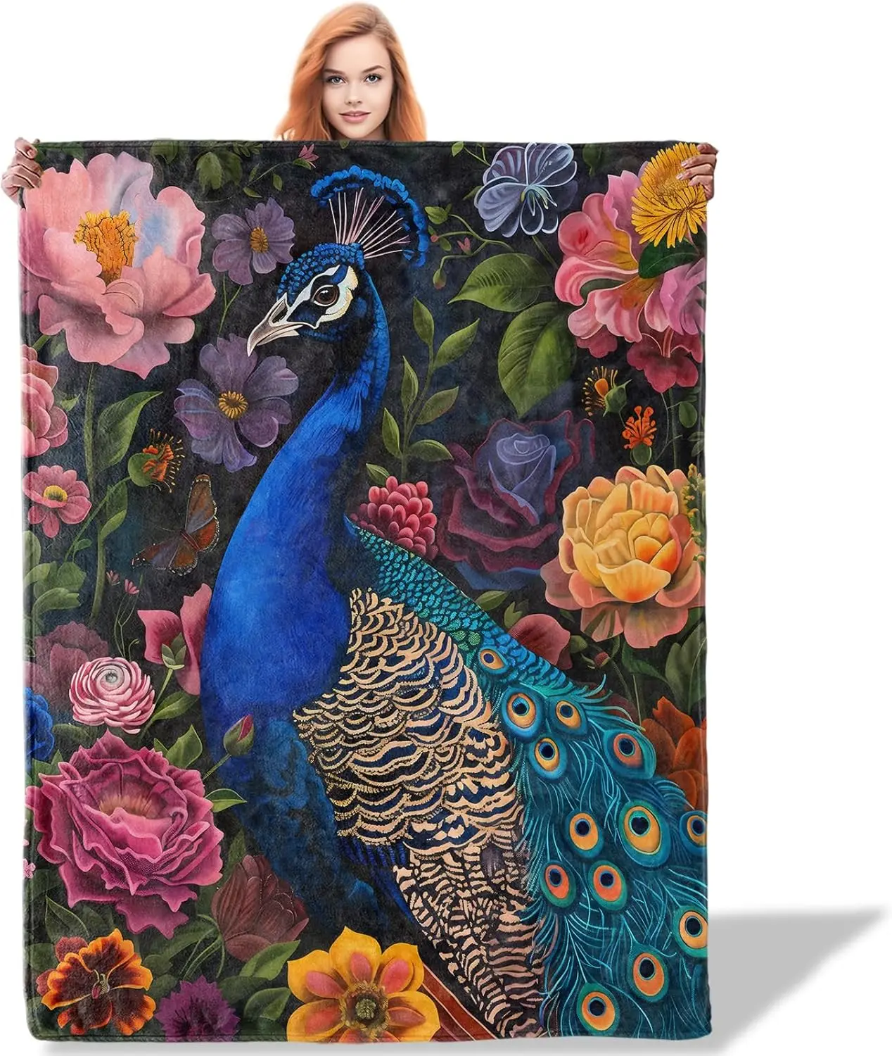 

Одеяло с цветочным принтом в виде павлина, экзотические одеяла с птицами для декора спальни, садовое фланелевое покрывало, подарки для любителей природы для женщин