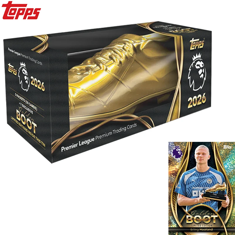 

Новая коллекционная карточка 2026 года Topps Premier League Debut Edition - Золотая бутса, лимитированная серия в жестяной коробке