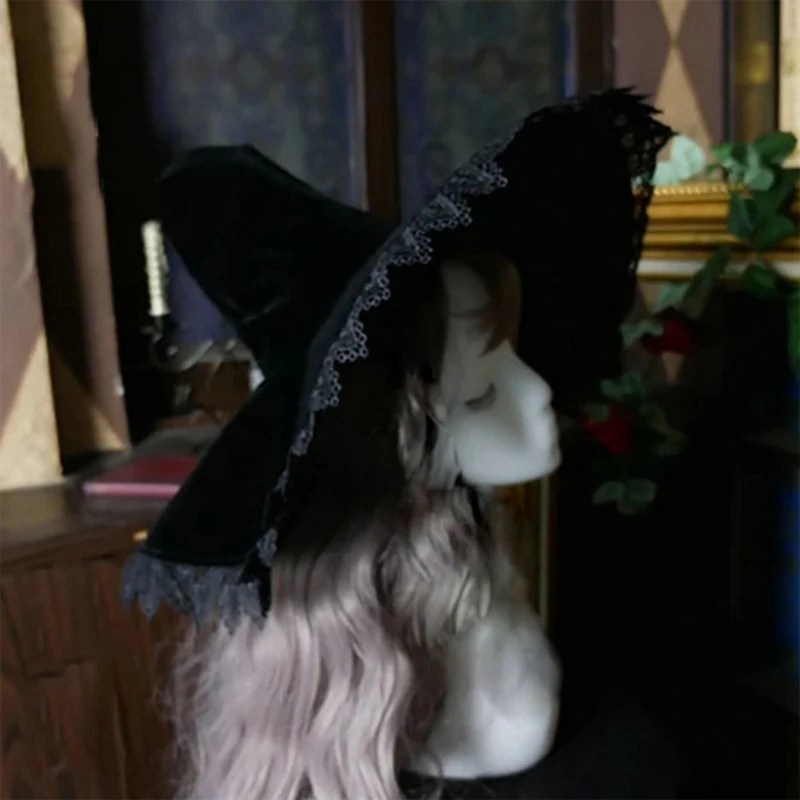 652f Hexenhut mit großen Brims Women Hexen-Cos-Play-Kostümhut Party Kopfbedeckung