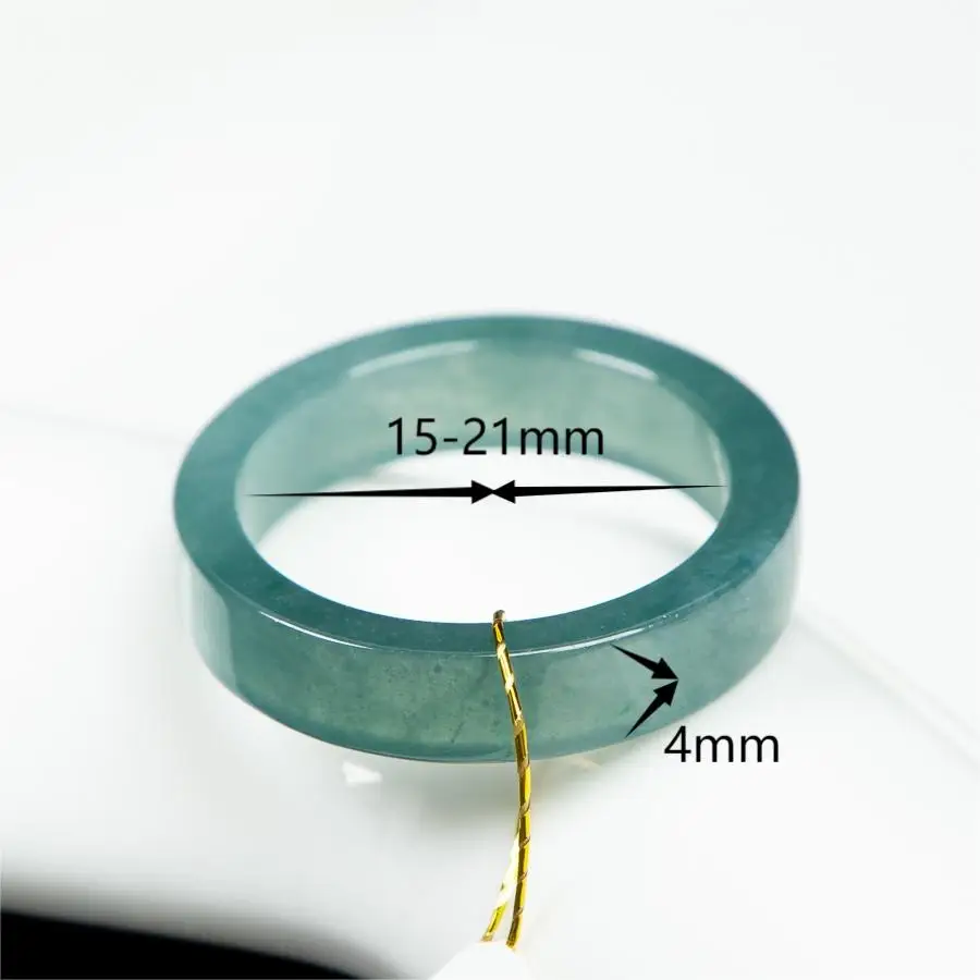 TIMESWIND Couple Natural A-type Jade Blue Simple Men and Women Square Ring with Certificate