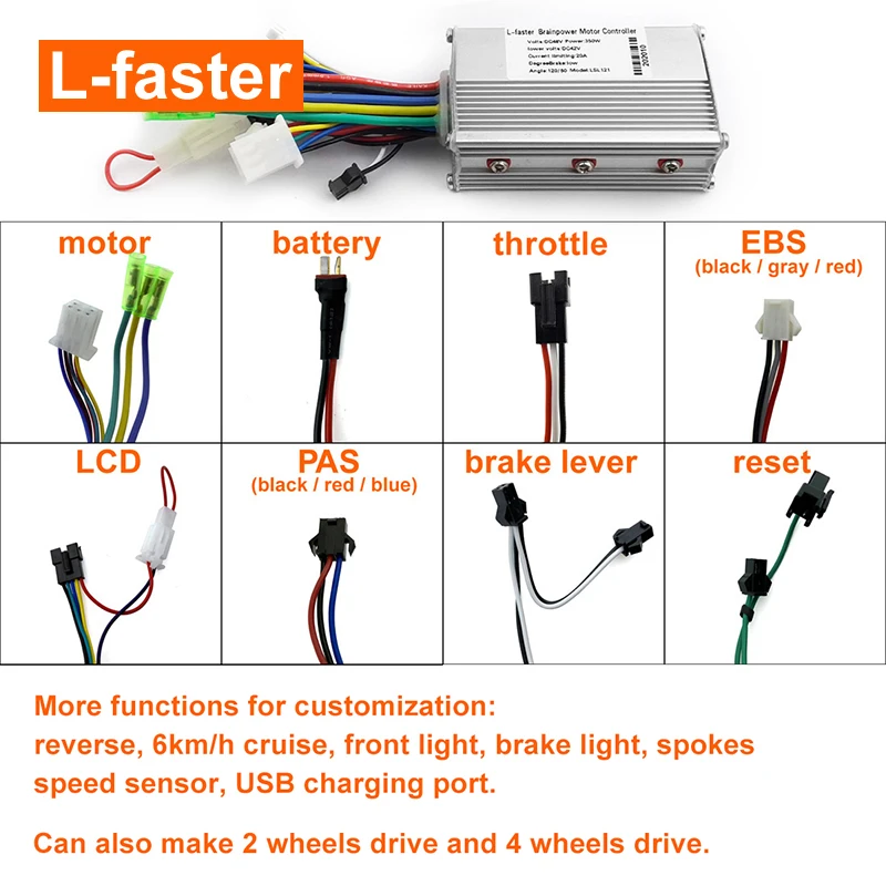High Speed Brushless Front Motor Conversion Kit, Color Screen Display, Brushless Gear Hub, Electric Bike, 500W