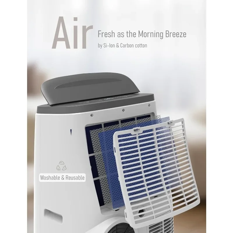 Portable Air Conditioner Built-in Dehumidifier, Fan, and Sleep Mode, Includes Remote Control, Reusable Filter, and Window Kits