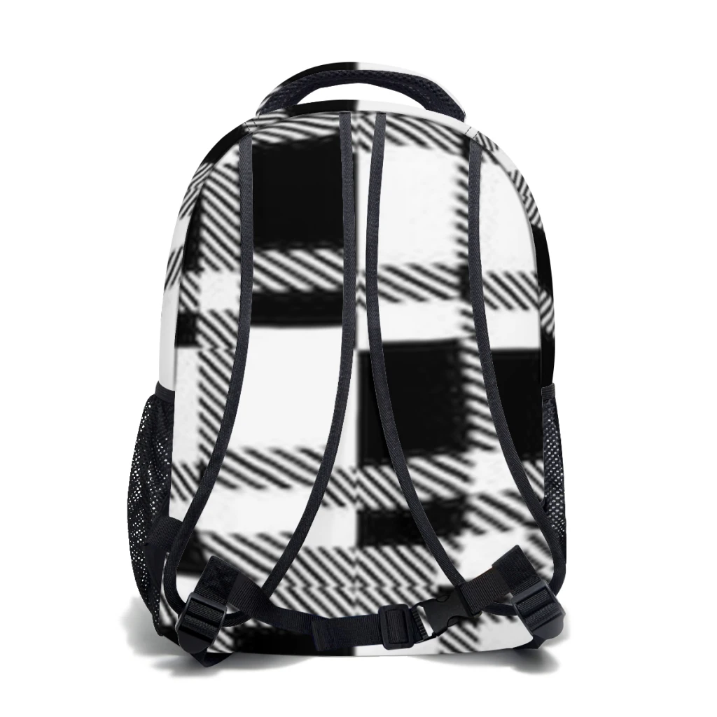 Mochila Check elegante, grande capacidade, bolsa de livros na moda, bolsos múltiplos, ajustável 17 Polegada, novo