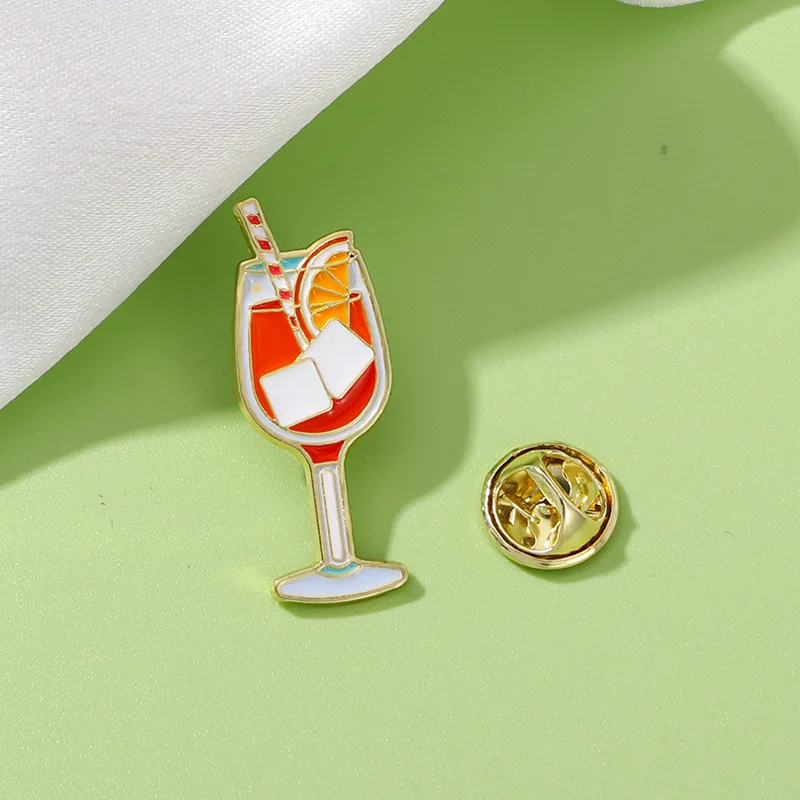 

Wine Glass Brooch Fruit Drink Cup Cartoon Pin Badge Unisex DIY Clothes Bags Shoes Hat Scarf Tshirt Jeans Accessory Zinc Alloy