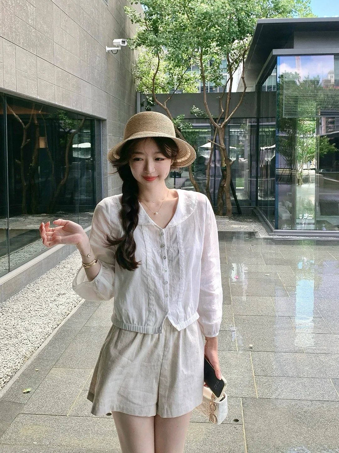 

Zhaobao Ni Silk Embroidered Lace Women's irt Loose Fit Long Sve V-Ne Breathable Autumn New Sle