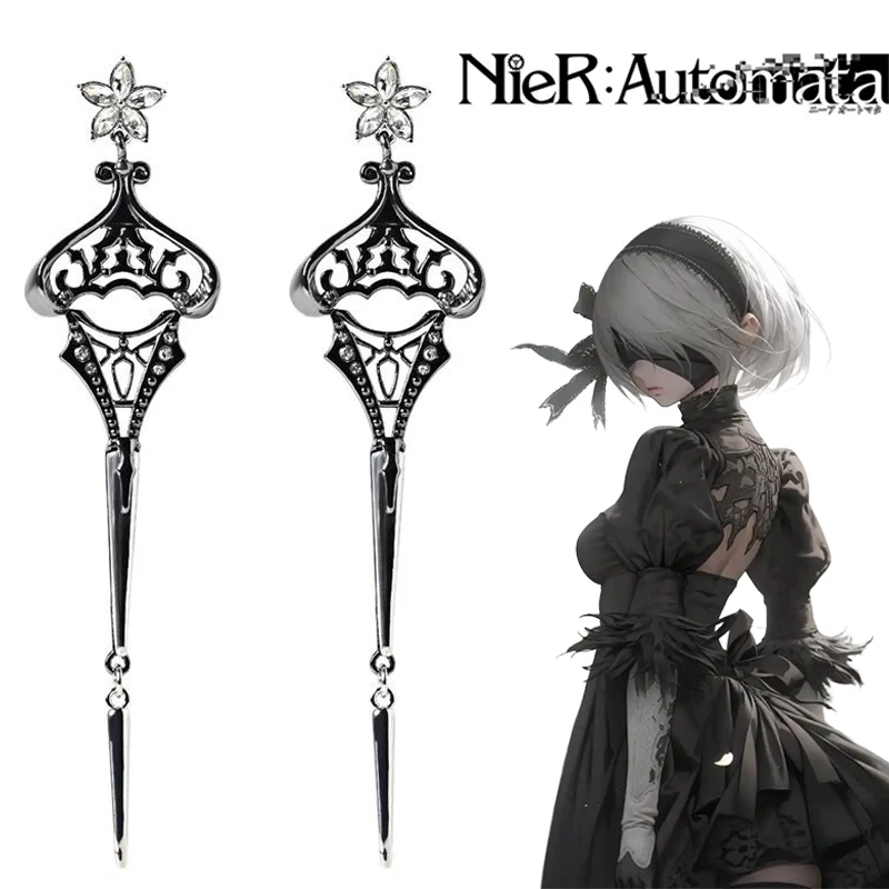 Game NieR:Automata YoRHa No. 2 Type B Cosplay Earring Adult Unisex Earstud Earclip Earwear Eardrop Jewelry Accessories Prop