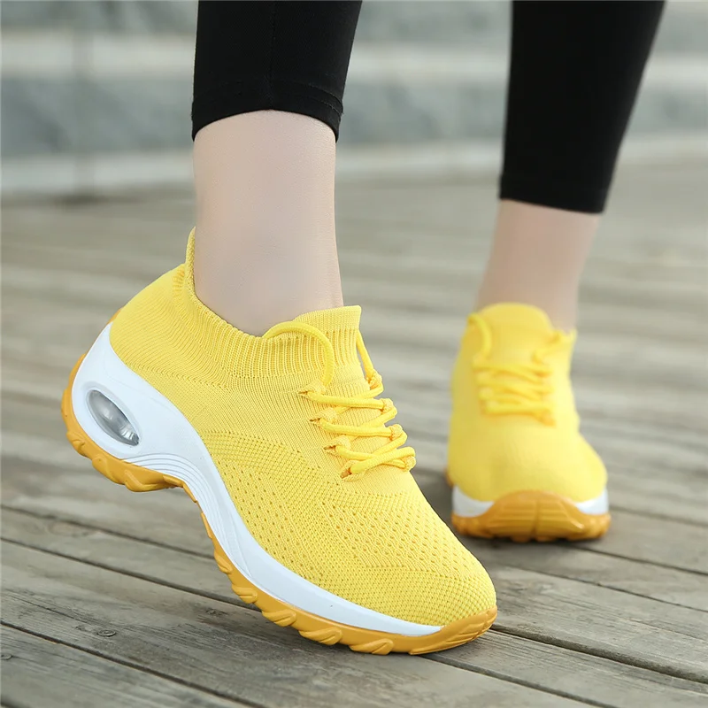 Fashion Women's Shoes Lightweight Cushioning Mesh Spring Women's Sports Shoes Women's Non slip Running Walking Platform Shoes