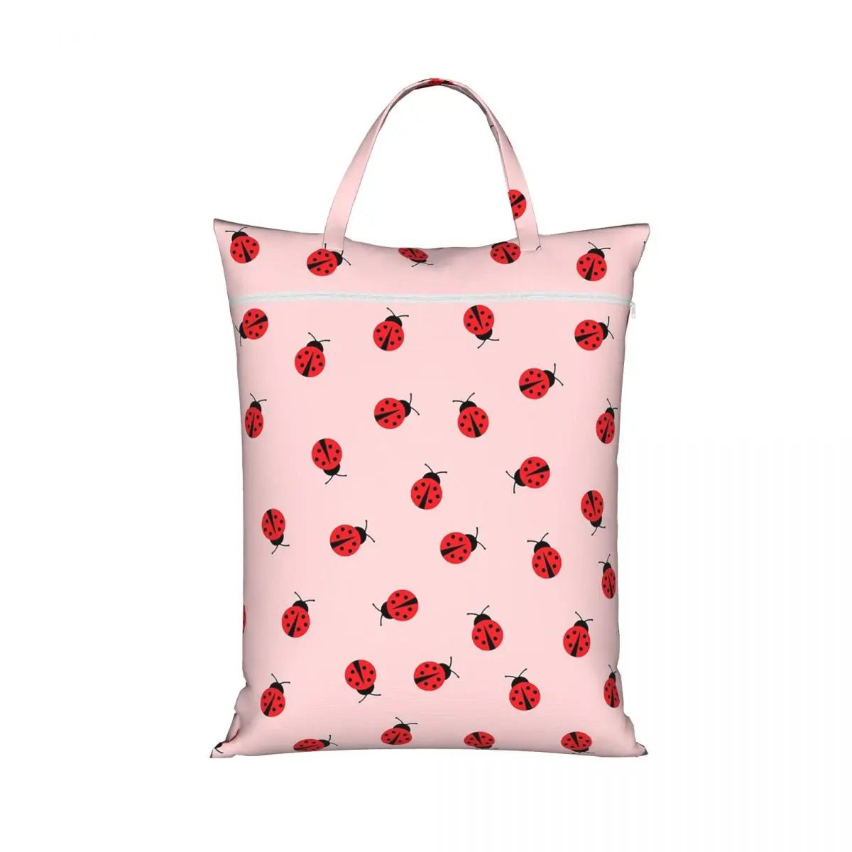 Cute Ladybug Pattern On Pink Background Laundry Collector Foldable Laundry Basket Large Storage Washing Basket Home Organizer