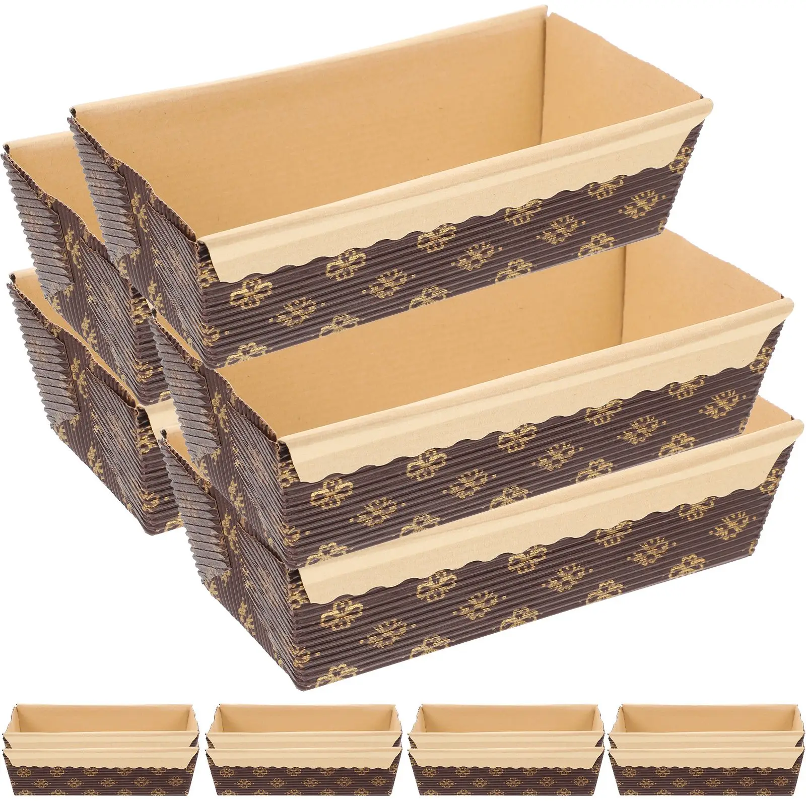 25 Pcs Baking Cake Paper Tray Square Pan Muffin for Cakes Disposable Loaf Pans Bread Corrugated