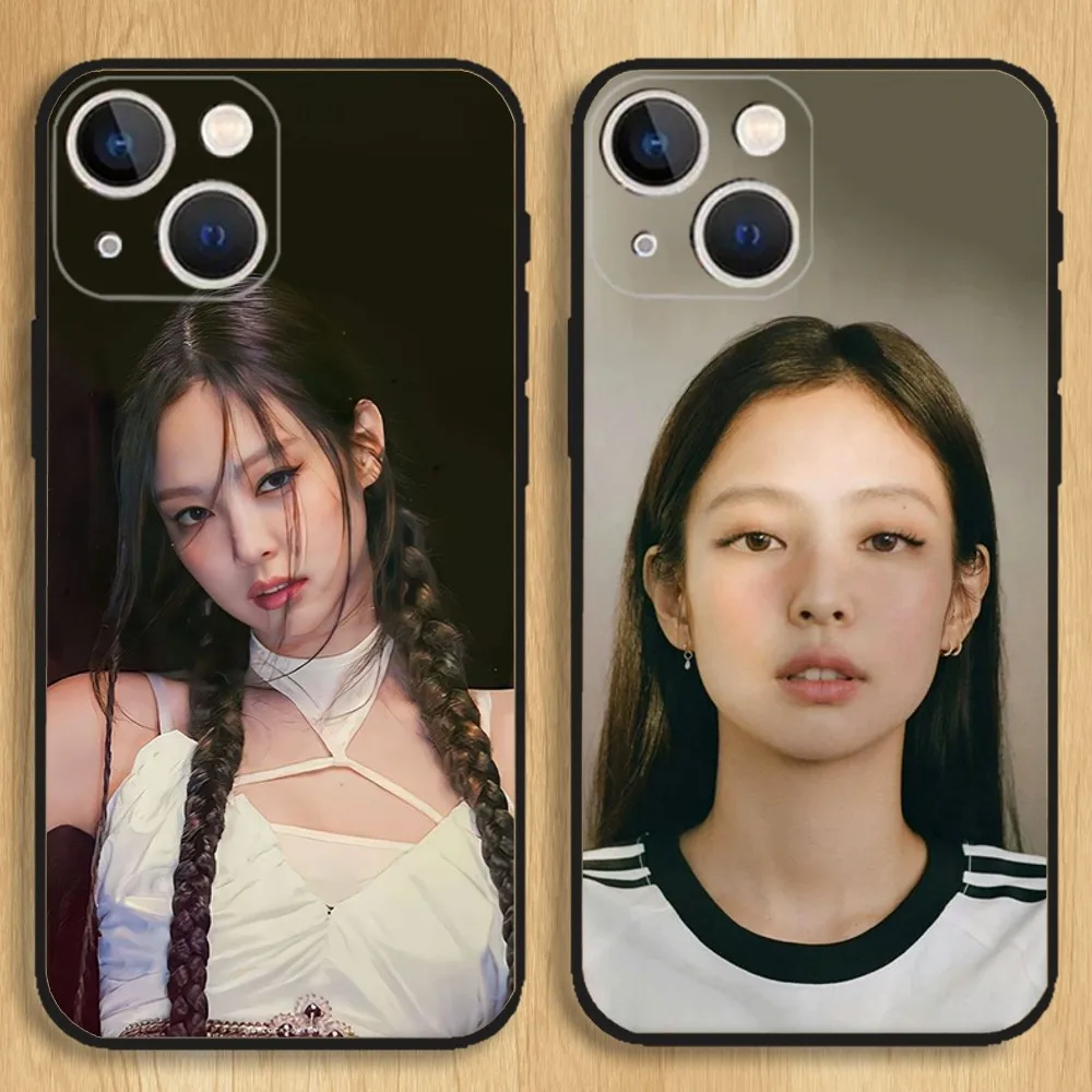 Kpop Jennie Kim Phone Case For iPhone15,14,13,12,11,Pro,Max,Plus,Mini,X,XS,XR,8,7,6,S,Plus,SE Soft Black Case