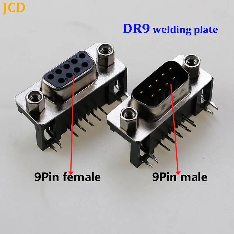 

1/5/10pcs DR9 Hole/Pin Female/Male Right Angle Welded D-Sub 9 Pin Connector DB9 DR9 RS232 Connector 90 Degree Bent Needle