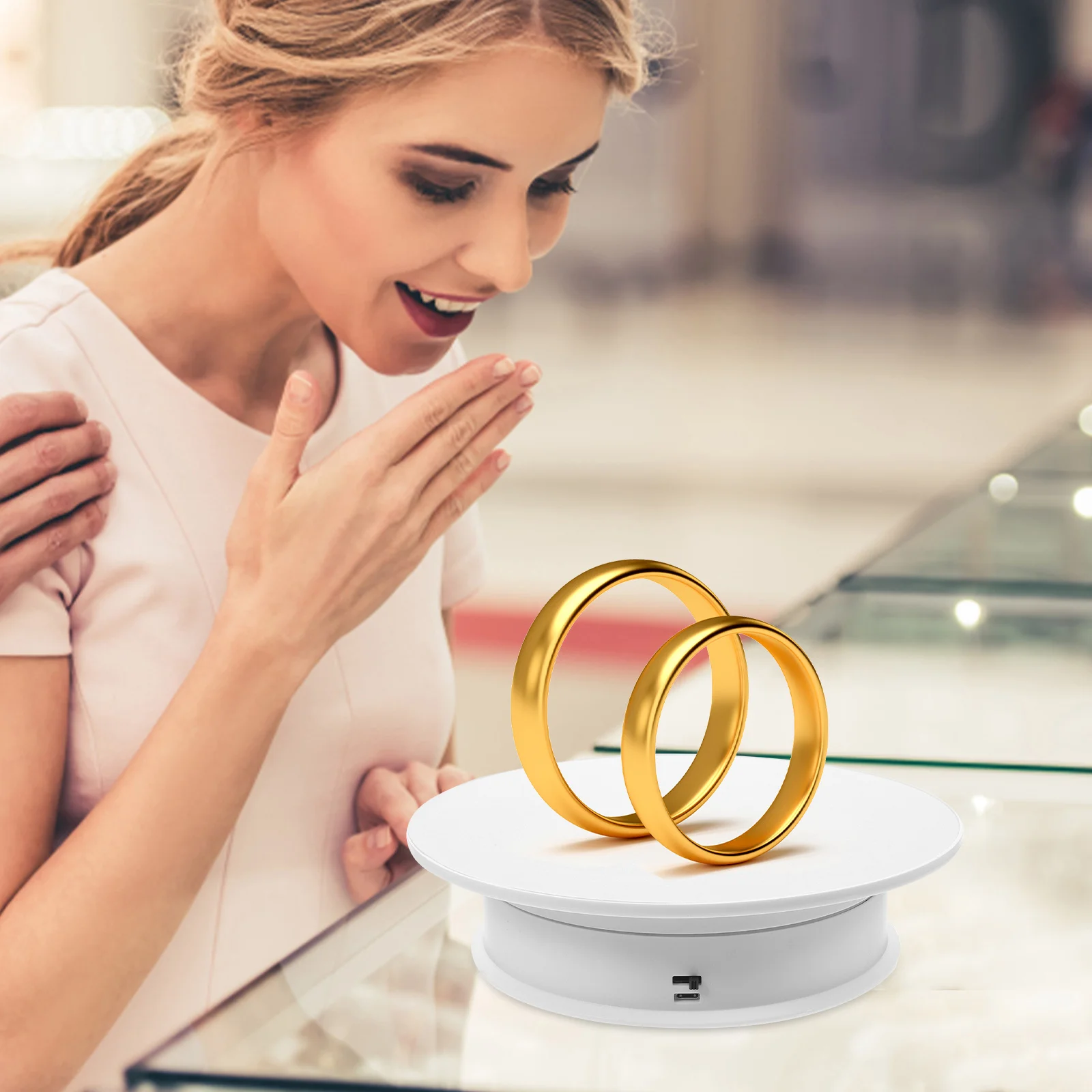 

ABS Rotating Jewelry Display Stand for Watch Rotatable Turntable Collection Showcase Electric Display Base Indoor Use