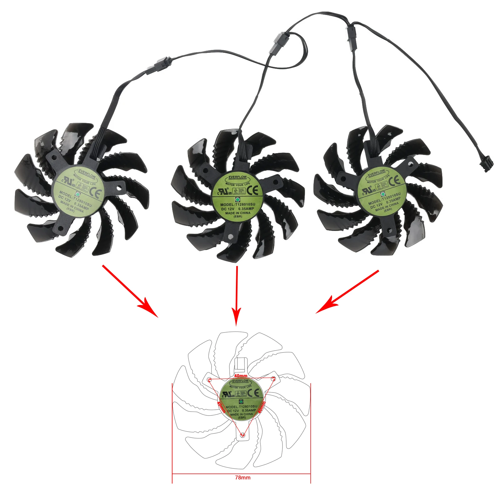 ใหม่ 78MM T 128010 SU Cooler พัดลมสําหรับ Gigabyte AORUS GeForce GTX 1060 1070 Ti กราฟิกการ์ด Cooling PLD08010S12HH