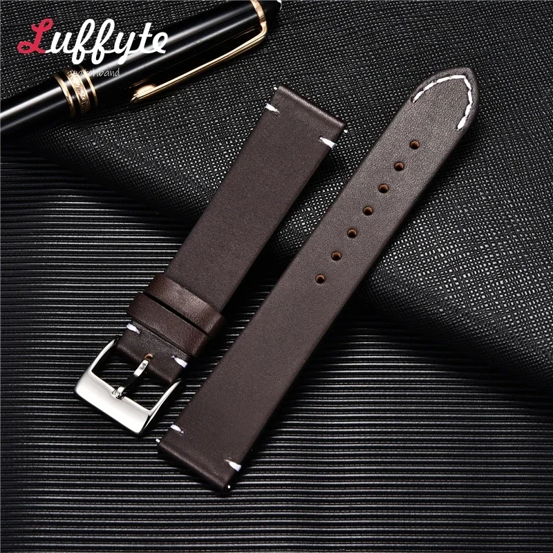 

Universal Genuine Leather Watchbands 16mm 18mm 20mm 22mm 24mm Stainless Steel Buckle Watch Band Strap Wrist Belt Bracelet