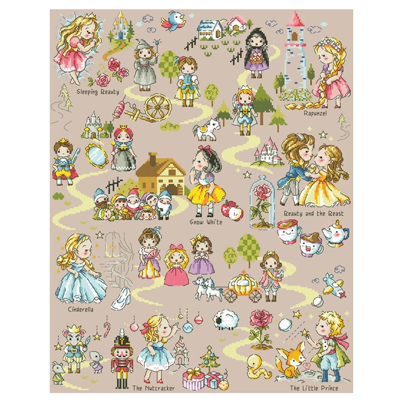 

Cross-stitch set Fairy Tale Map 2:28ct, 18ct, 14ct, 11ct available in printed fabric material packs