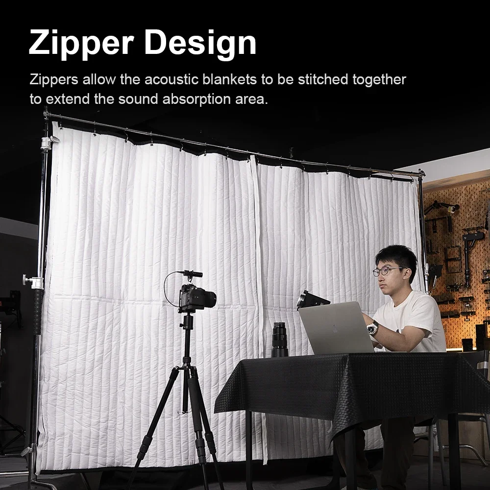 Selens 5x6.6ft Soundproof Blanket Black White Acoustic Audio Absorber Noise Dampening Reflector Quilt for Photo Video Studio