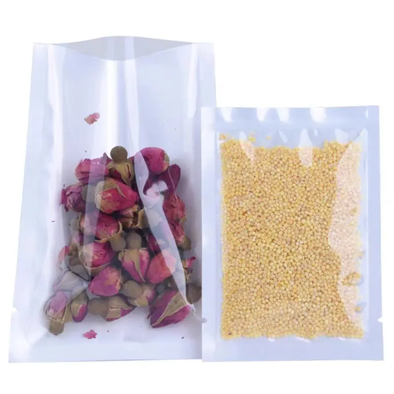 300pcs/lot 6*9cm Small Front Clear / White Plastic Open Top Bag Heat Sealable Translucent Food Grade Plastic Vacuum Poly Bags