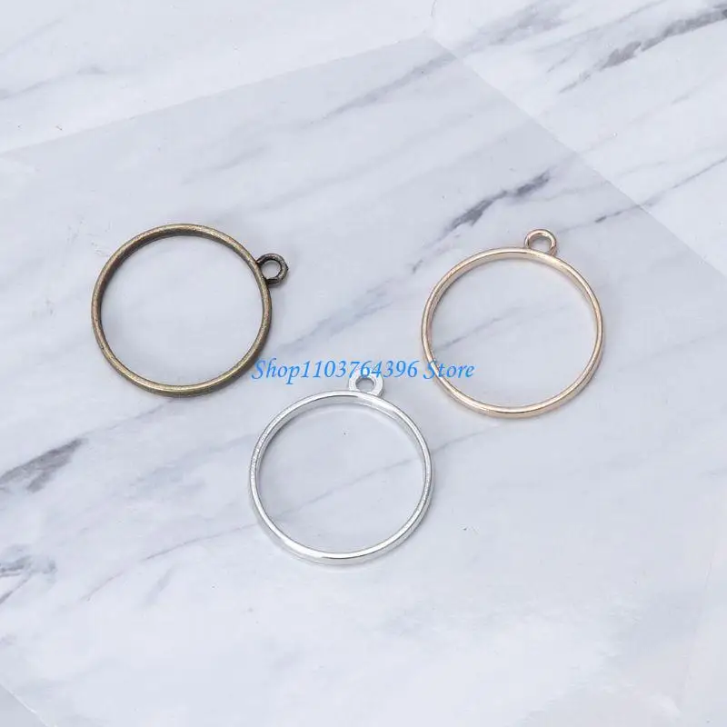 10x صواني الإطار الحافة لتقوم بها بنفسك الذهب والفضة والبرونز اللون قلادة مستديرة فارغة لث/لو