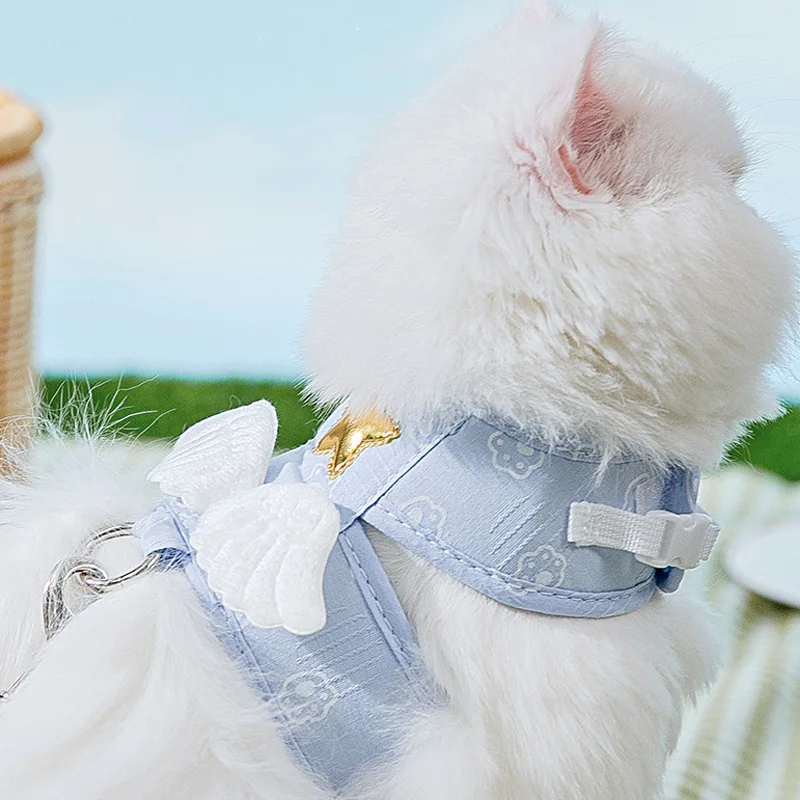 Angel Wing Vest Arnês com Trela para Gato e Cão, Arnês Personalizado Kawaii, Pet Colar Acessórios, 4 Temporada