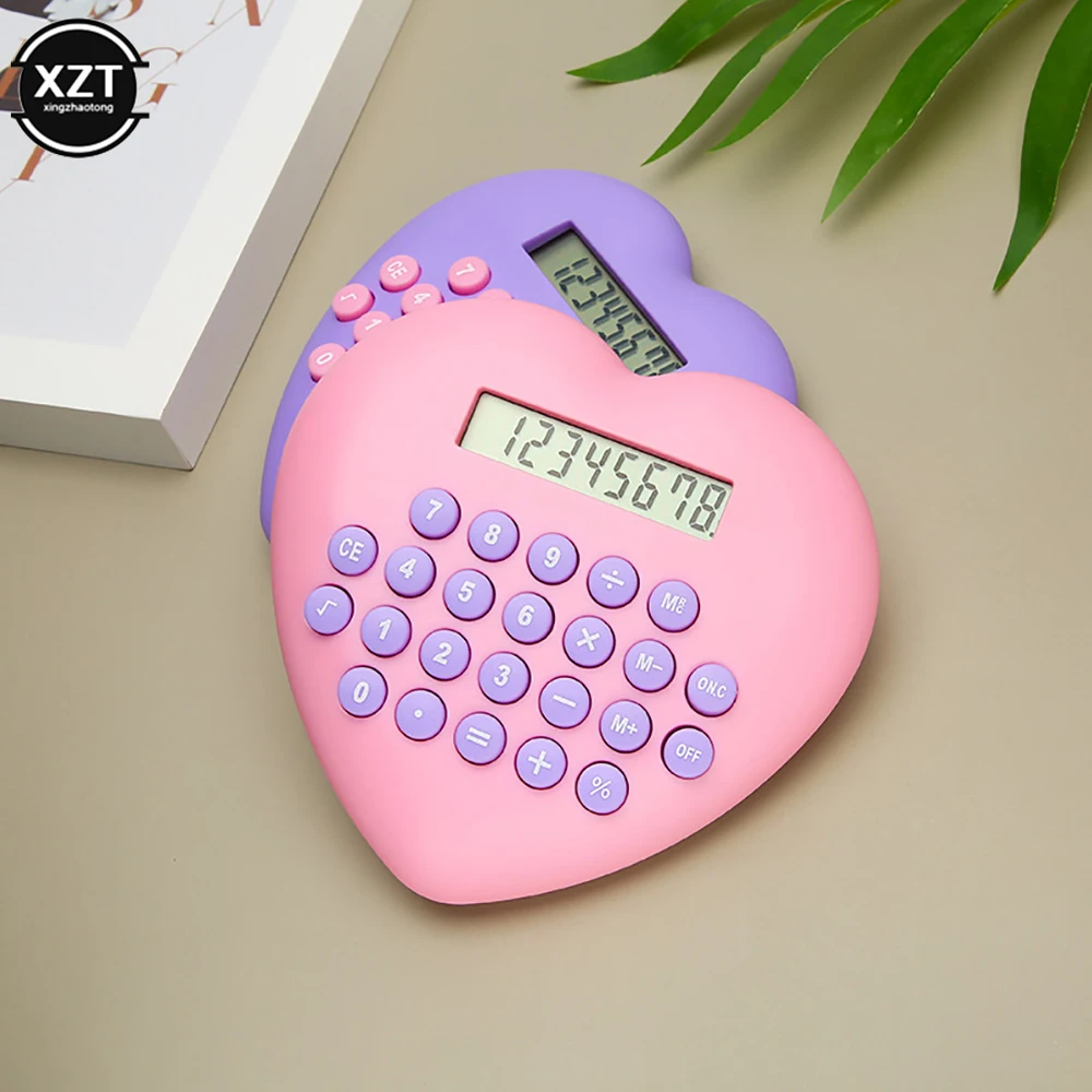 New Multi-function 8-bit Calculator Creative Love Computer Font Clear Plastic Keys Student Supplies Wholesale Cute Calculator