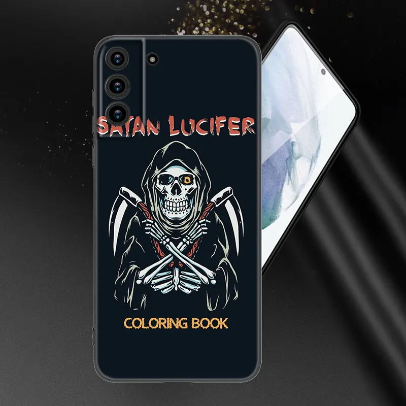 Demonic Satanic Scary Skull Phone Case For Samsung Galaxy S23 S21 S20 FE S24 S22 Ultra S10E S10 S9 S8 Plus Black Silicone Cover