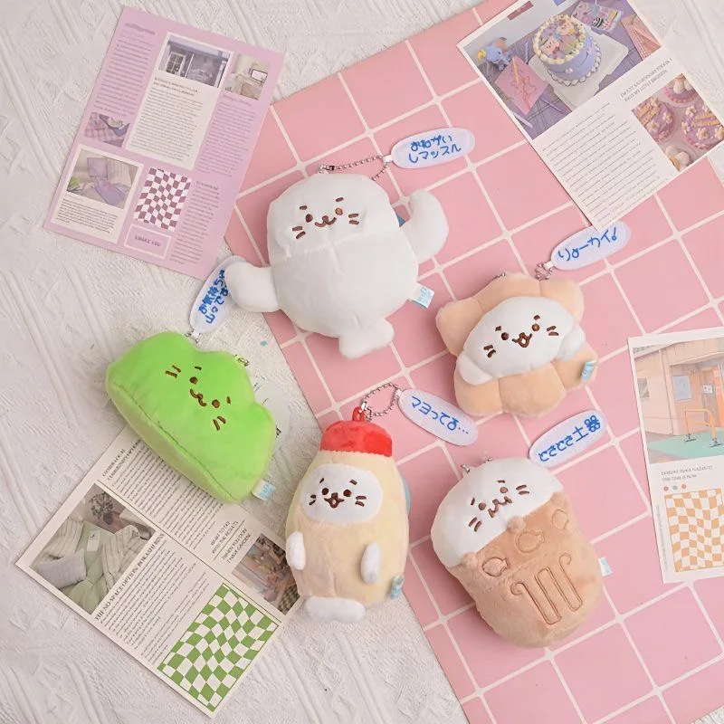 일본 스타일 바다 수달 만화 퍼니 물개 봉제 열쇠고리 귀여운 바다사자 부드러운 봉제 인형 열쇠고리 재미있는 가방 펜던트 어린이 선물