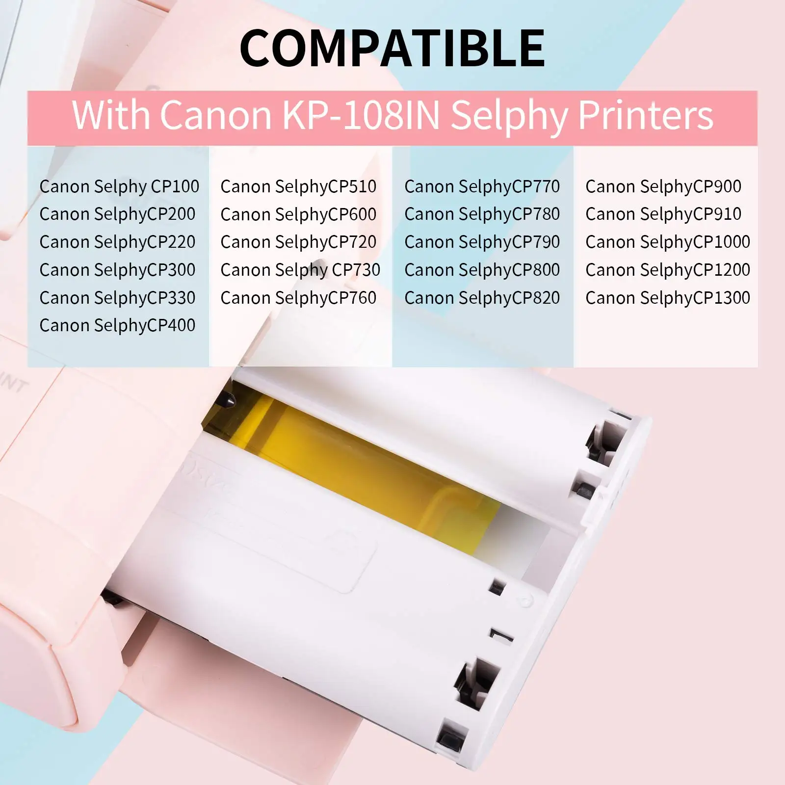 Labelife for Canon Selphy CP1300 Photo Paper and Color Ink 4' x 6' for CP1000 CP1200 CP910 CP900 Photo Printer KP-108IN KP-36IN