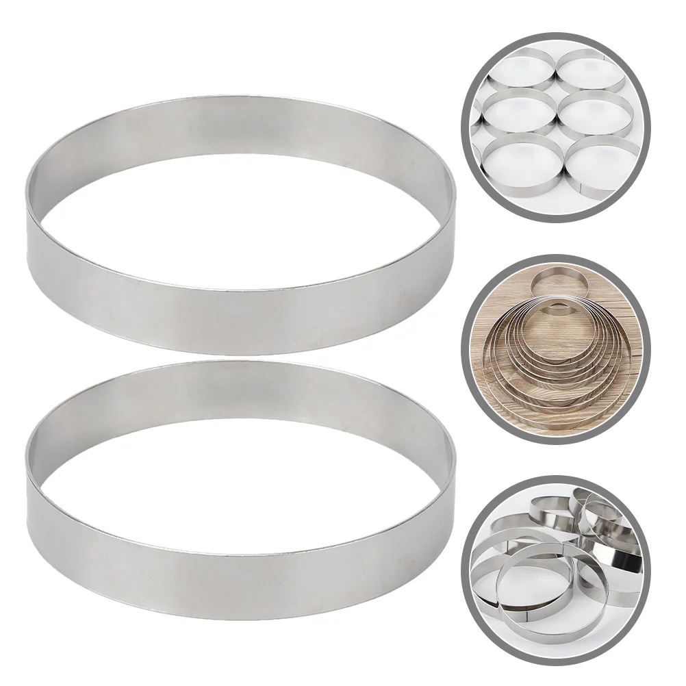 

2 Pcs Mousse Circle Pizza Sprinkler Cheese Cake Mesh Strainer Stainless Steel Round Muffin Ring