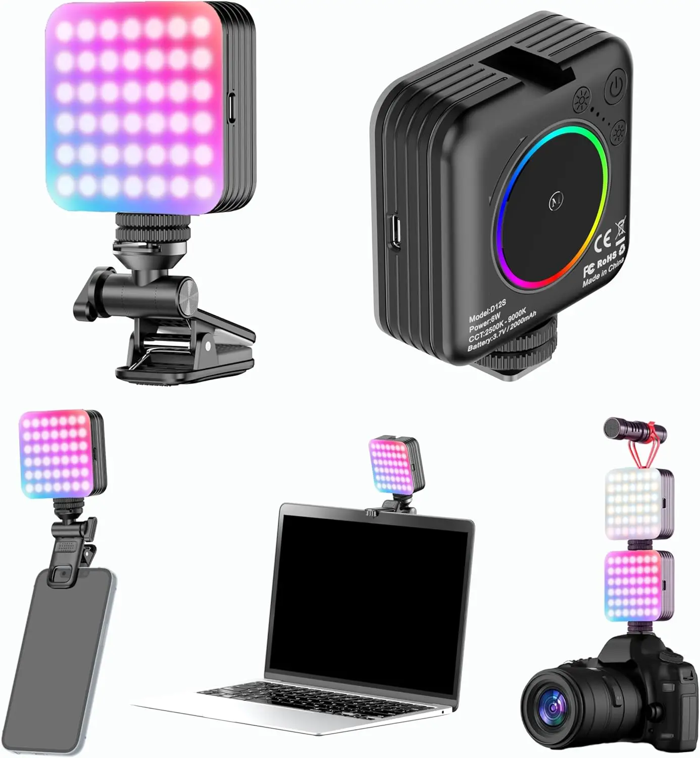 

Портативный RGB-осветитель с 10 динамическими эффектами, 2500K-9000K, на клипсе, перезаряжаемый, для телефона, камеры, видеоблогинга и стриминга