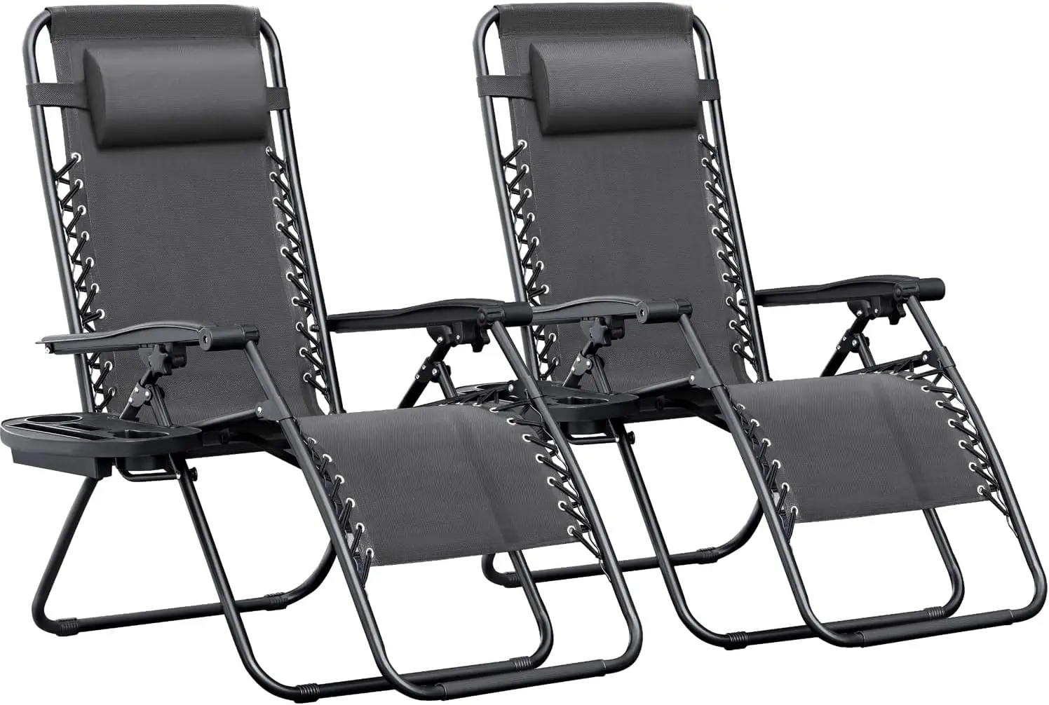

Chairs Set of 2 Adjustable Steel Mesh Recliners Beach Deck Lawn Camping Patio Foldable Lounge Chair,Dark Black