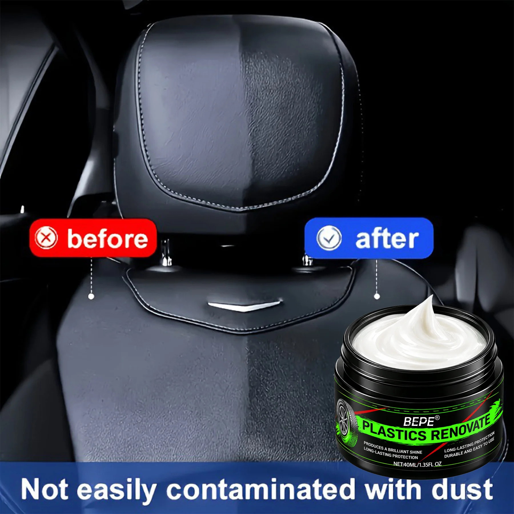 Car Rubber & Plastic Renewal Care Paste, Gloss Polish for Tires, Fenders, Wheel & Trunk, Interior Shine Wax, Tire Protect