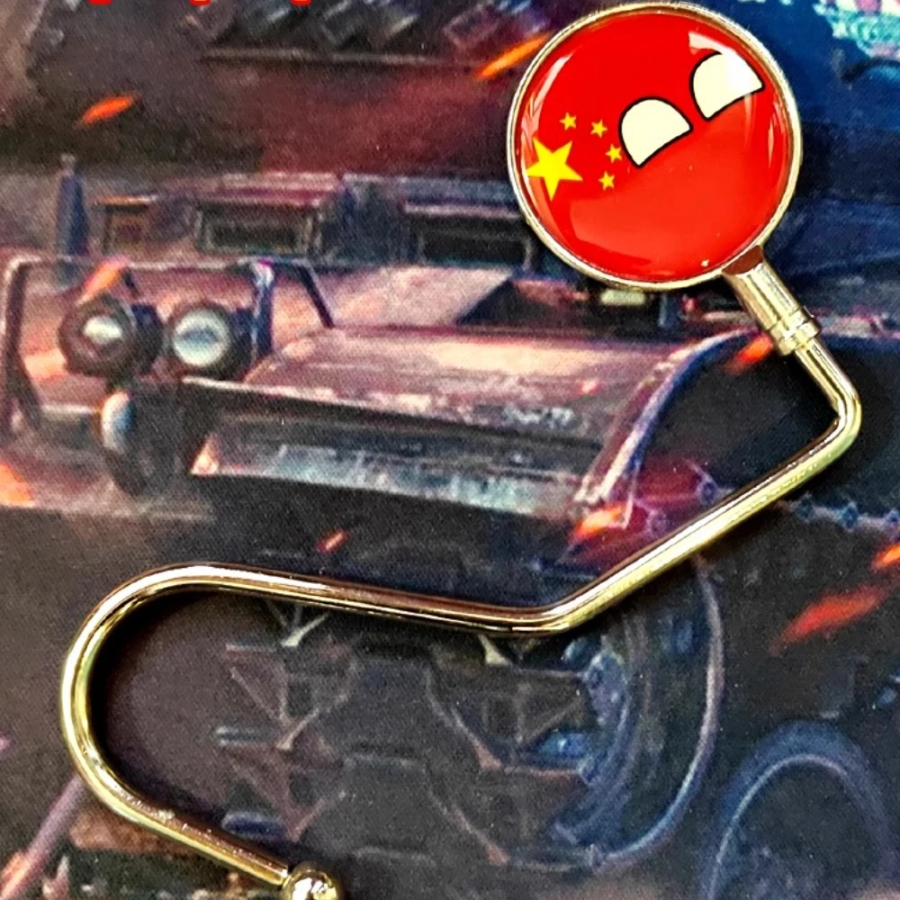 Countryballs Schüler-Schultaschen, keine Notwendigkeit, Taschenhaken am Rand des Tisches zu kleben, tragbarer Kantenhaken mit Cartoon-Ländern und Flaggen