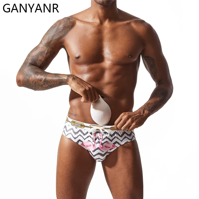 

GANYANR Swimwear Men Swimsuit Gay Swim Briefs Swimming trunks bathing Suit Sexy Sunga beach Shorts Homens Bikini Thong quick dry